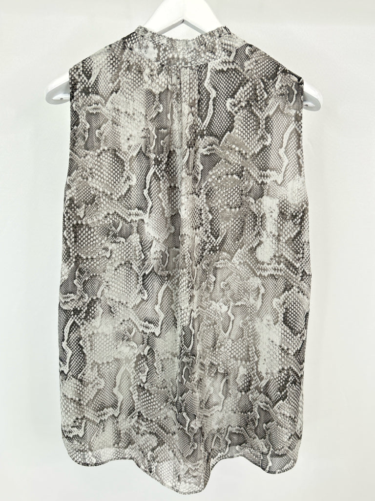 White House Black Market Size 14 Gray print Women's Top