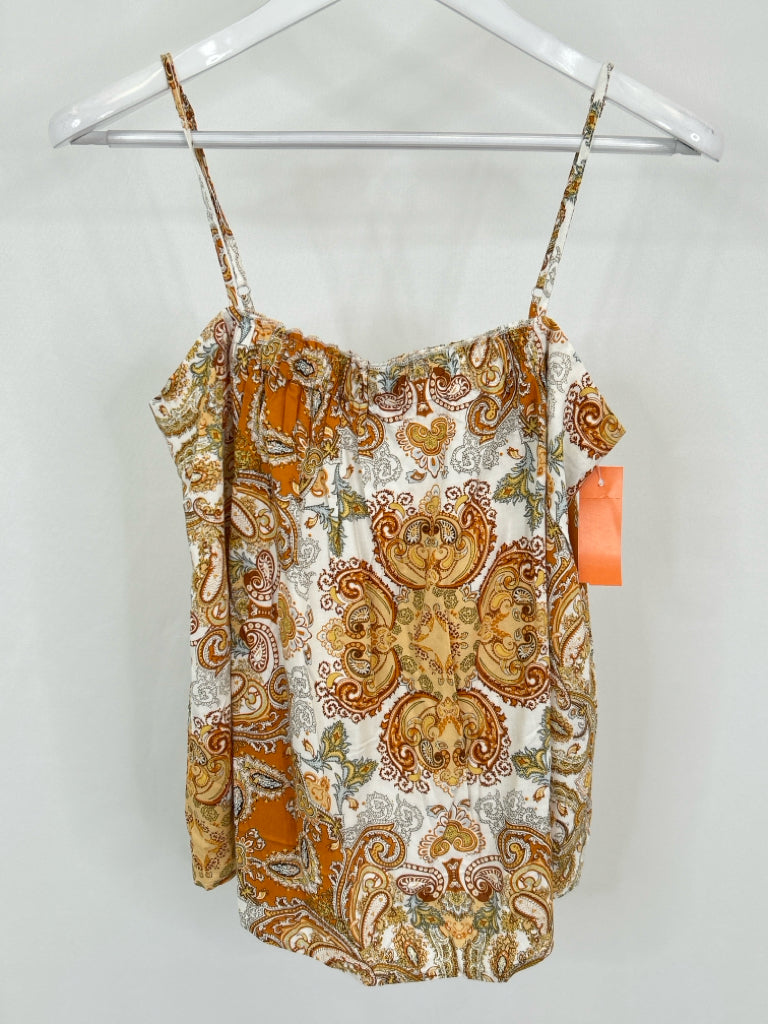 JADED GYPSY Size S/M Orange Print Women's Tank Top