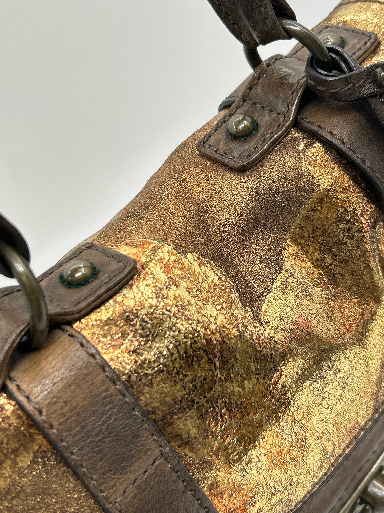 FRYE Gold and Brown Women Purse