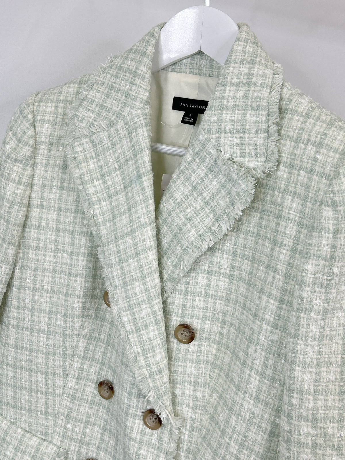 ANN TAYLOR Size 8 MINT AND WHITE Women Blazer