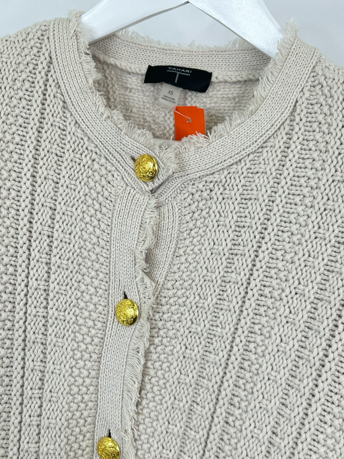 TAHARI Size XS Cream Women Cardigan