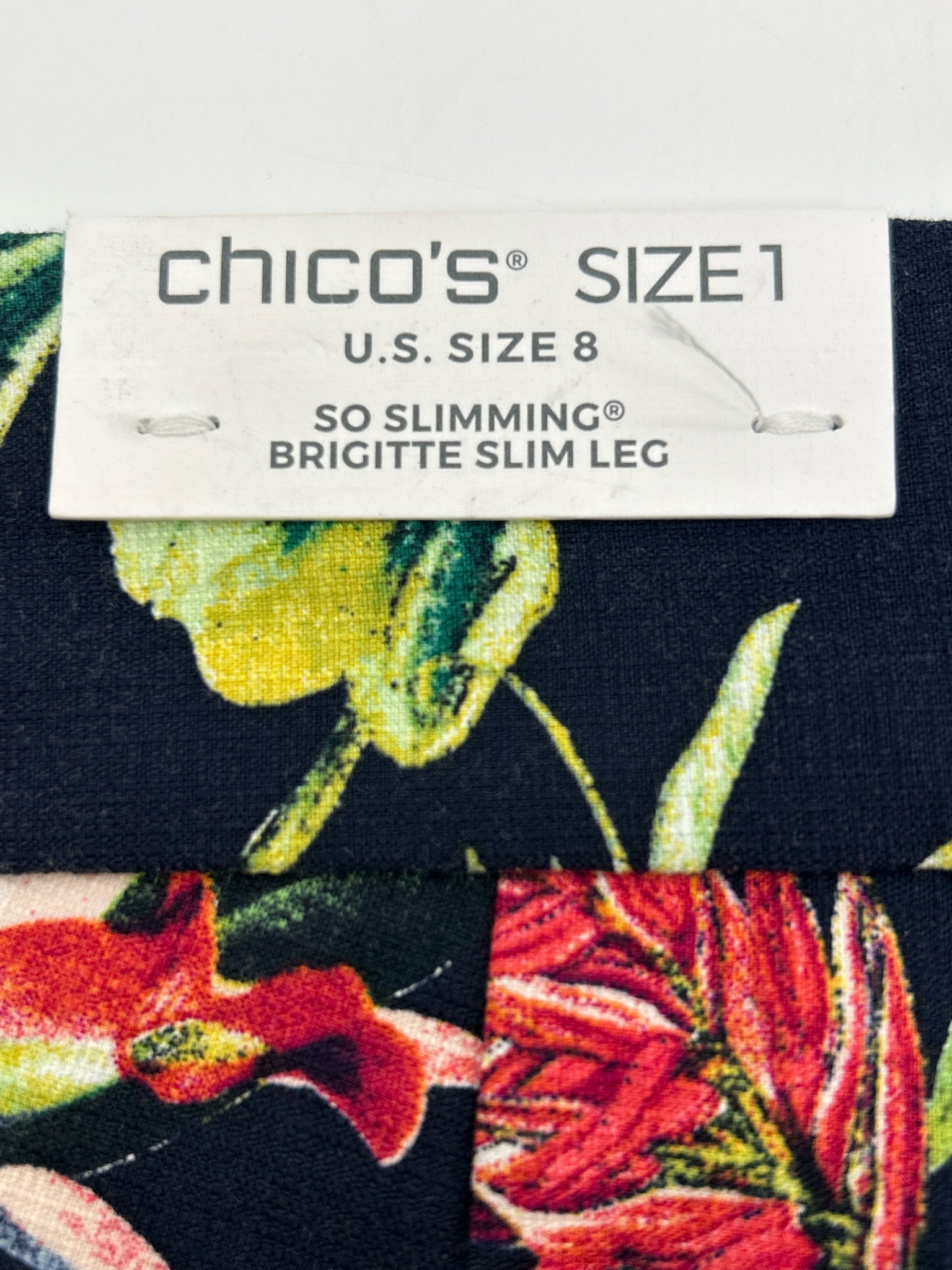 CHICO'S Size 8 Navy Print Women Pants