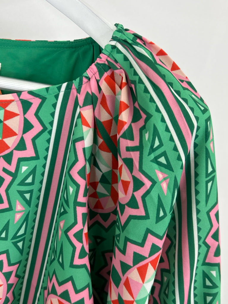 Emily McCarthy Size L Green Print Women's Top