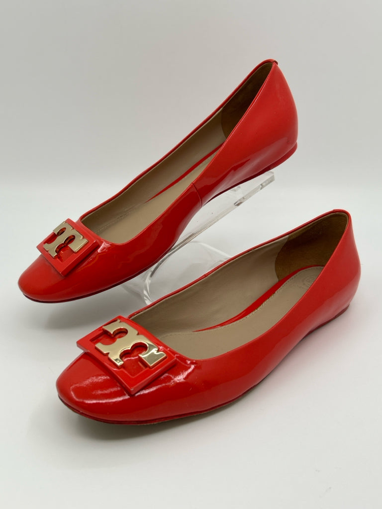 TORY BURCH Women Size 9M Orange Gigi Patent Flats