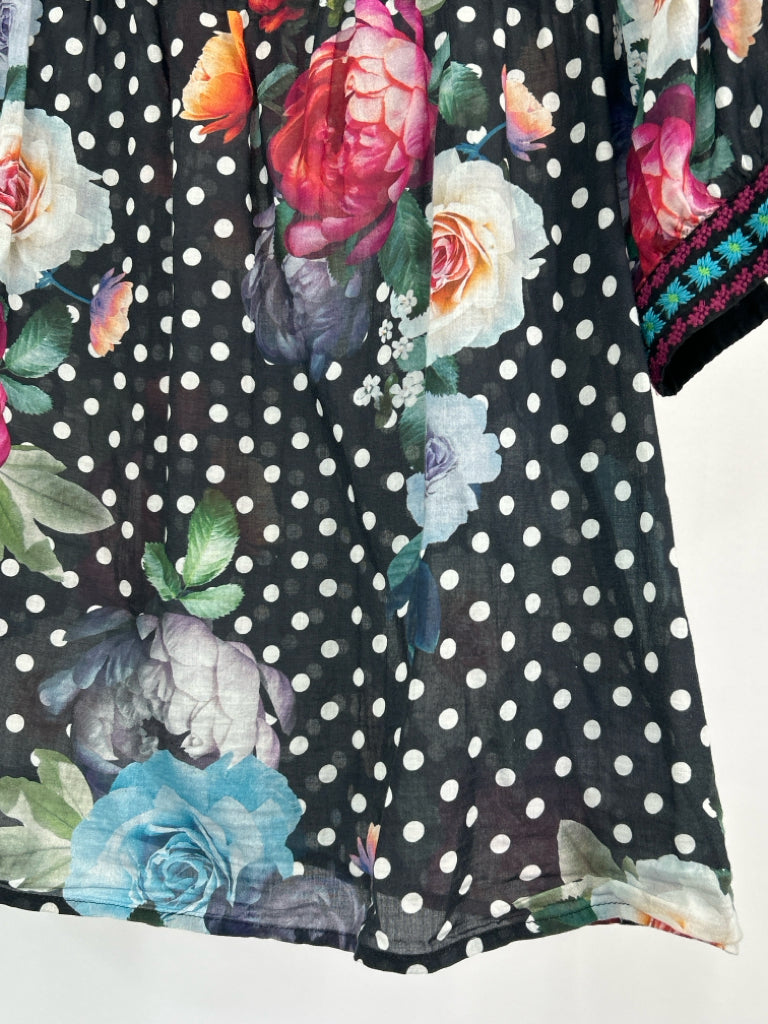 JOHNNY WAS Size S Black Print Women's Blouse