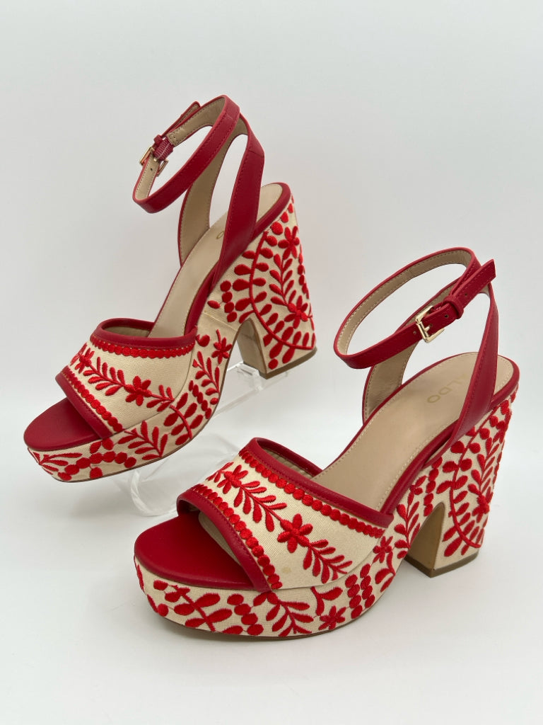 ALDO Size 9 RED AND CREAM Women's Sandal