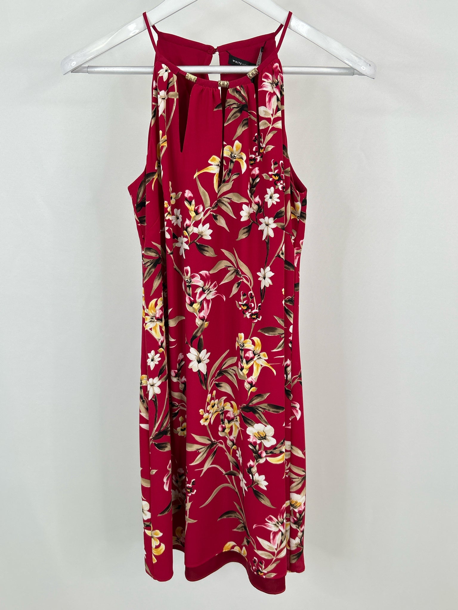 White House Black Market Size SP Red Print Women Dress