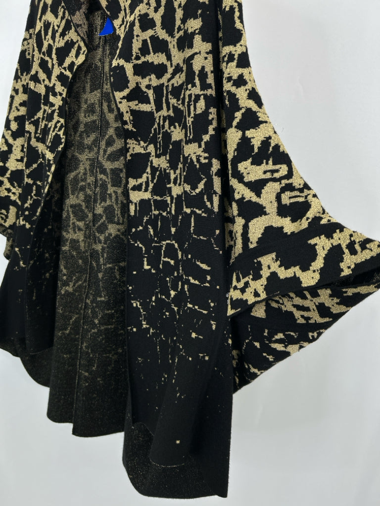 MING WANG Women Size S/M BLACK & GOLD Cardigan