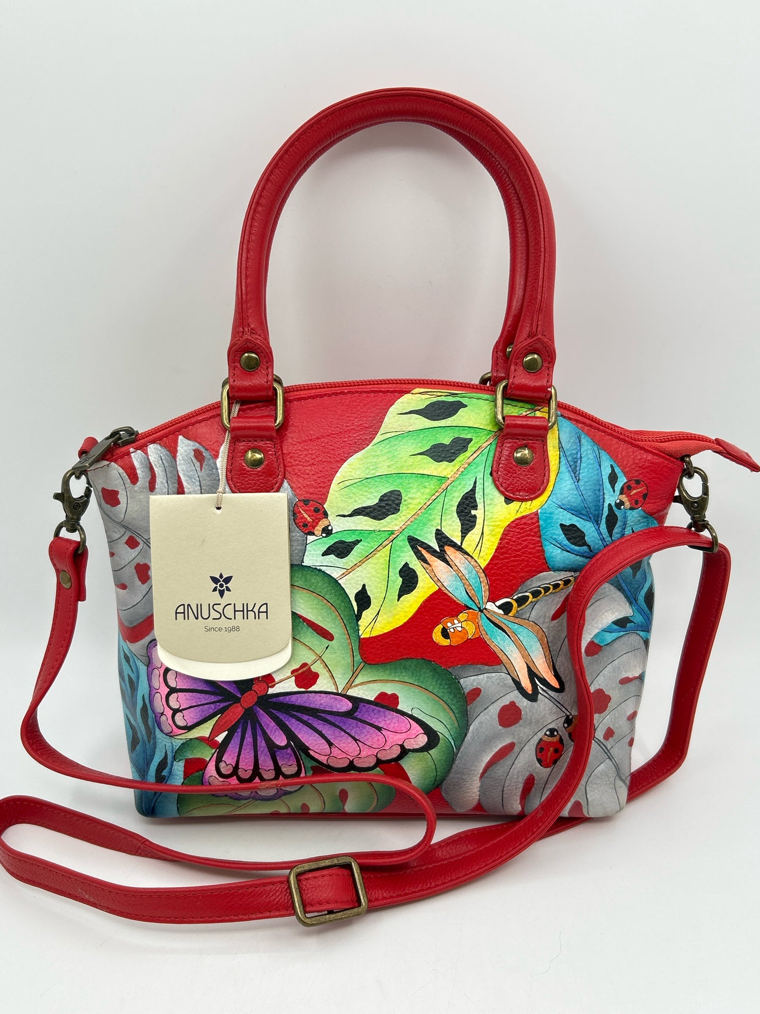 ANUSCHKA Red Floral Women Purse NWT