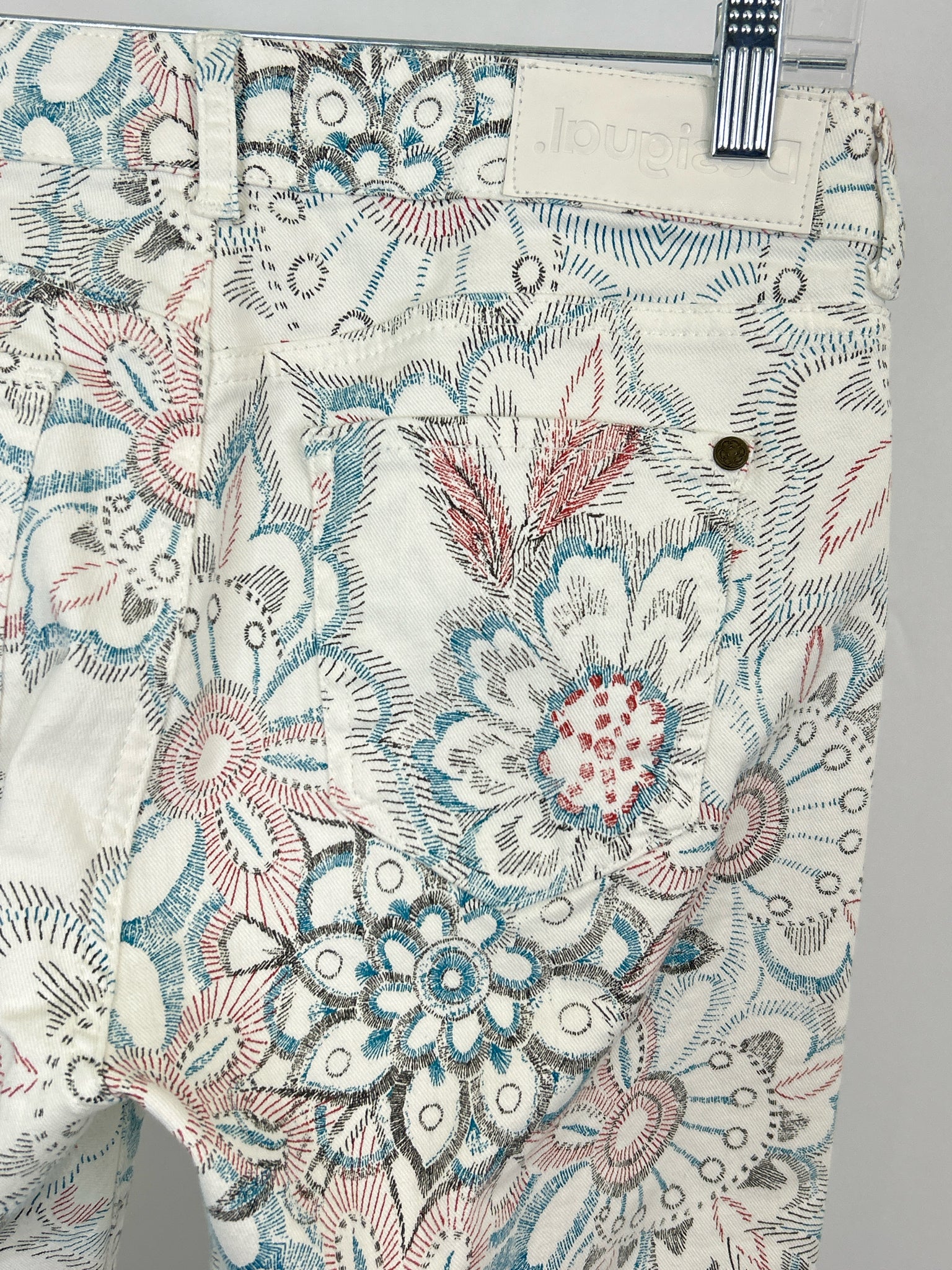 desigual Size 8 White Print Women jeans