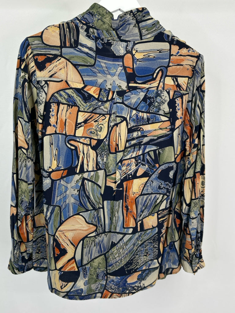 ETHYL Women Size M Navy Print Top