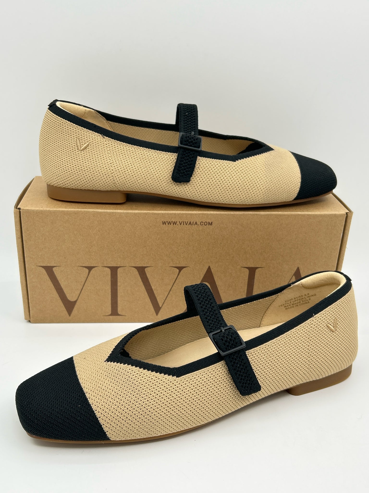 VIVAIA Size 9/9.5 Nude & Black Women Shoes
