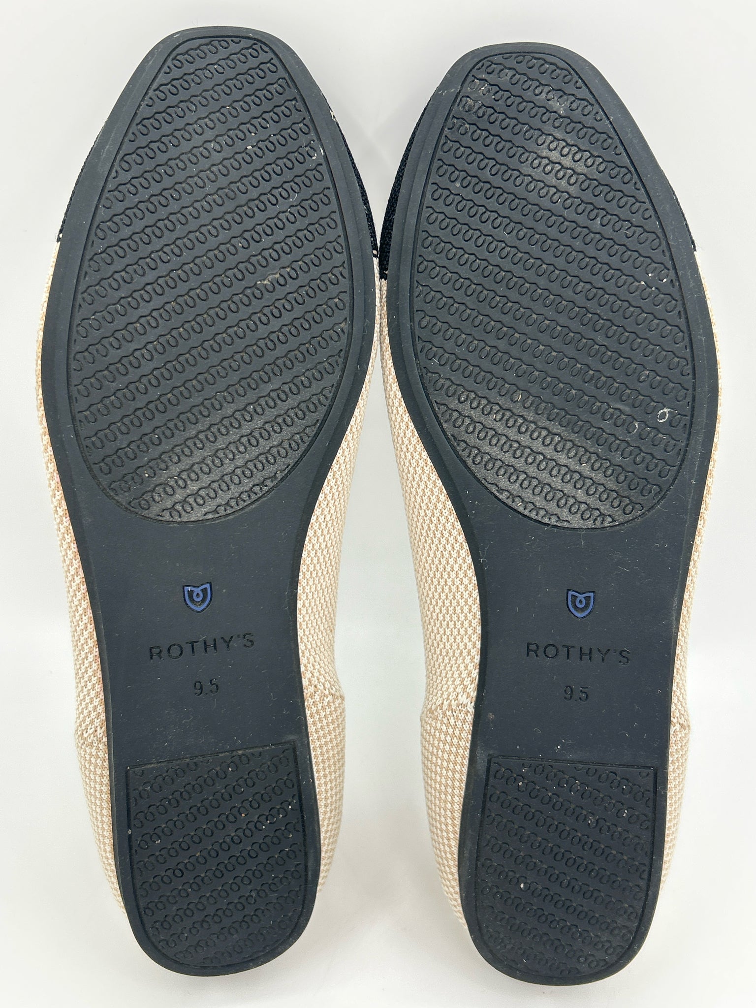 ROTHY'S Size 9.5W BEIGE AND BLACK Women Flats