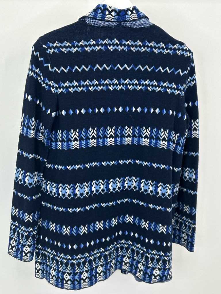 BCBGMAXAZRIA Women Size M Navy Print Cardigan