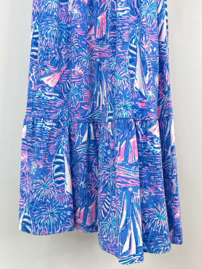 LILLY PULITZER Size L Blue Print Women Dress