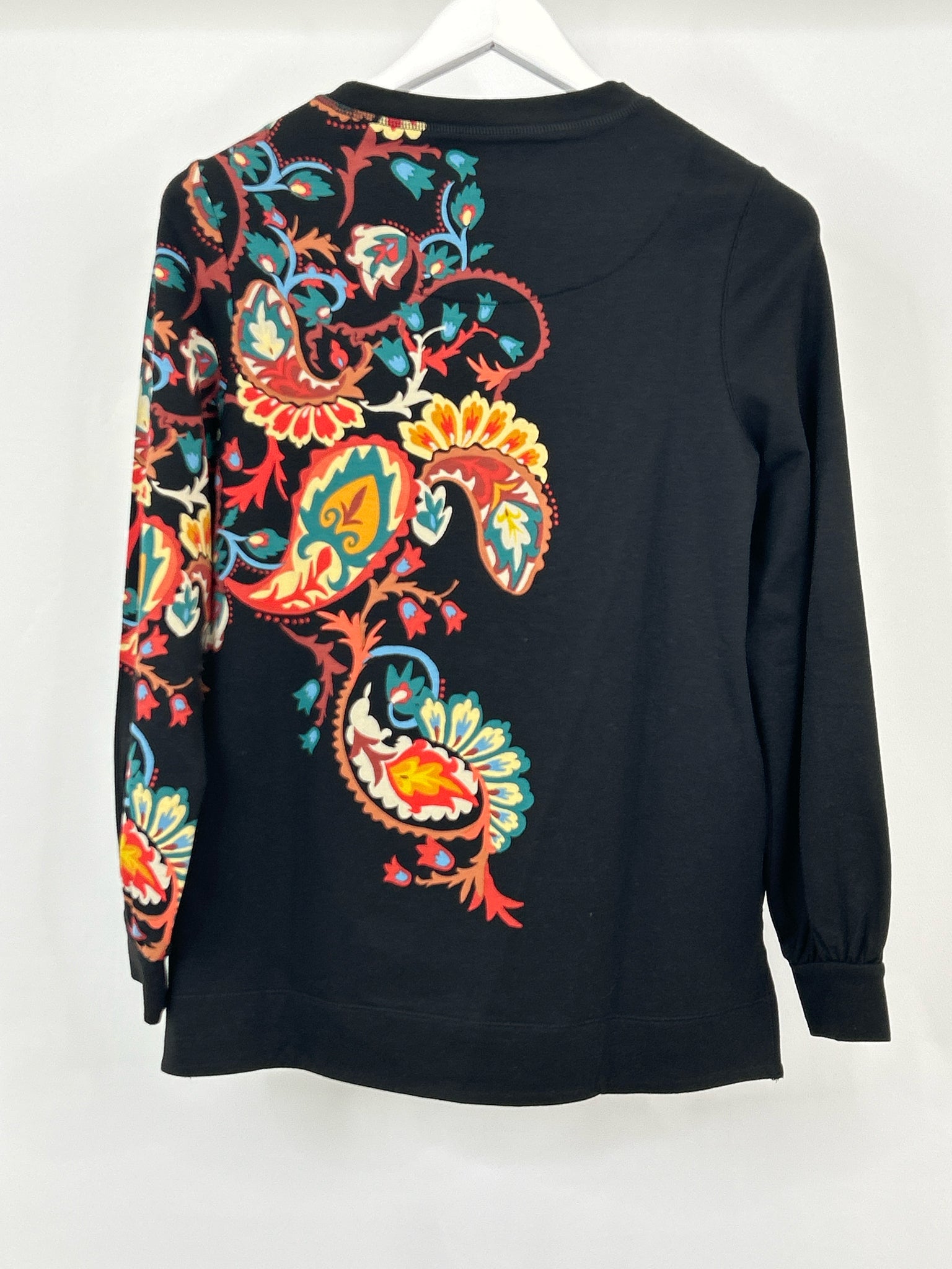 CHICO'S Size S Black Print Women Sweatshirt