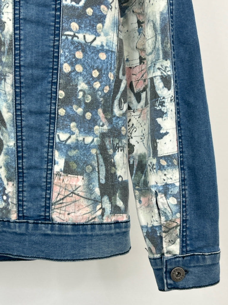 ETHYL Women Size S Blue Denim Floral Jacket NWT