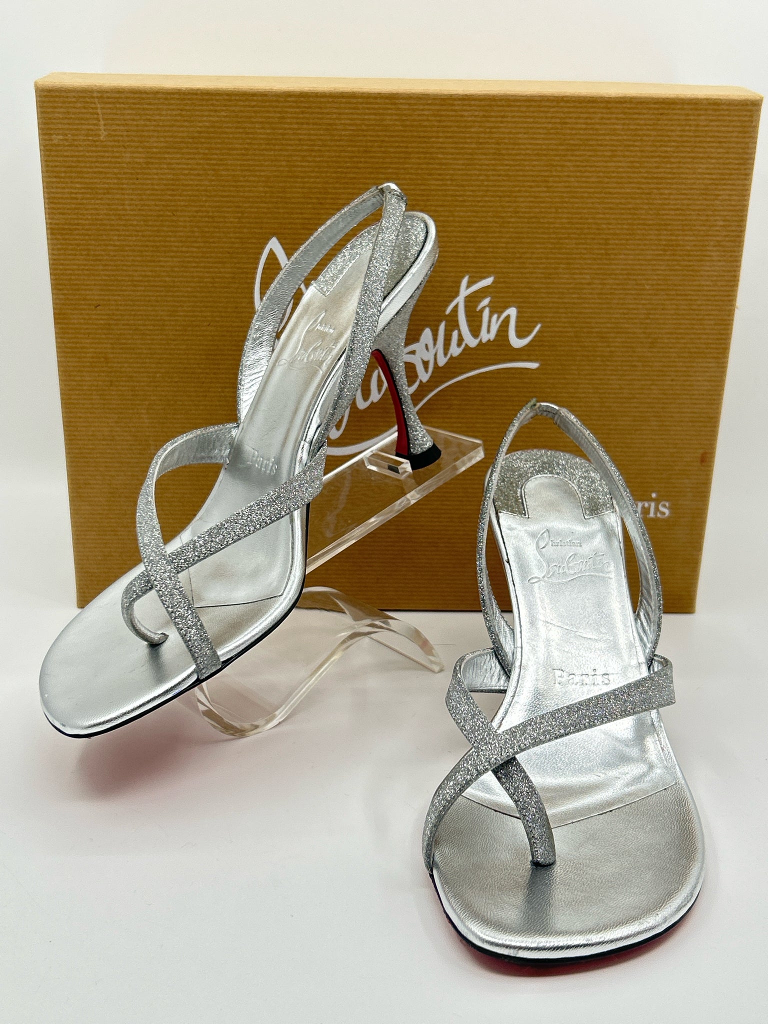 CHRISTIAN LOUBOUTIN Size 38 Silver Women Sandal
