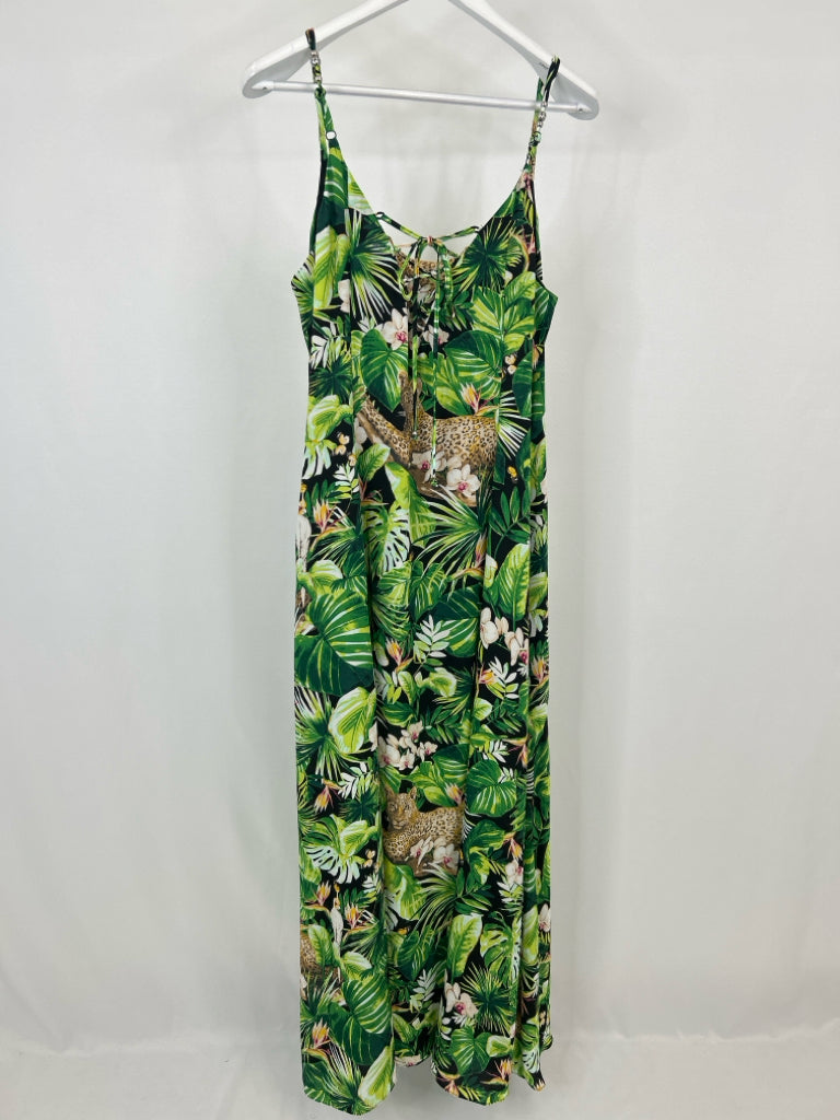 White House Black Market Size 16 Green Print Women's Dress
