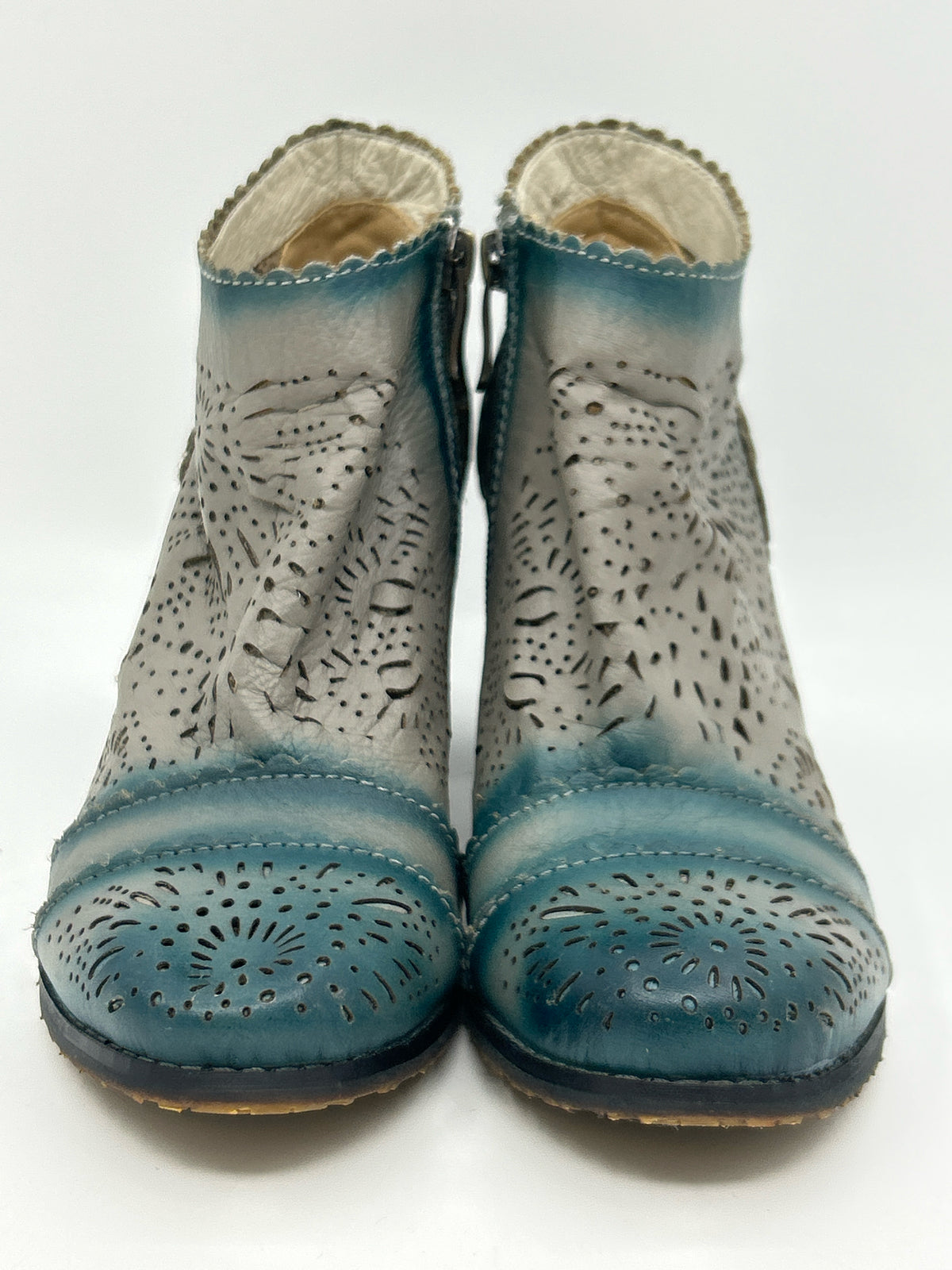 L'ARTISTE Size 37 Teal and Grey Women Booties
