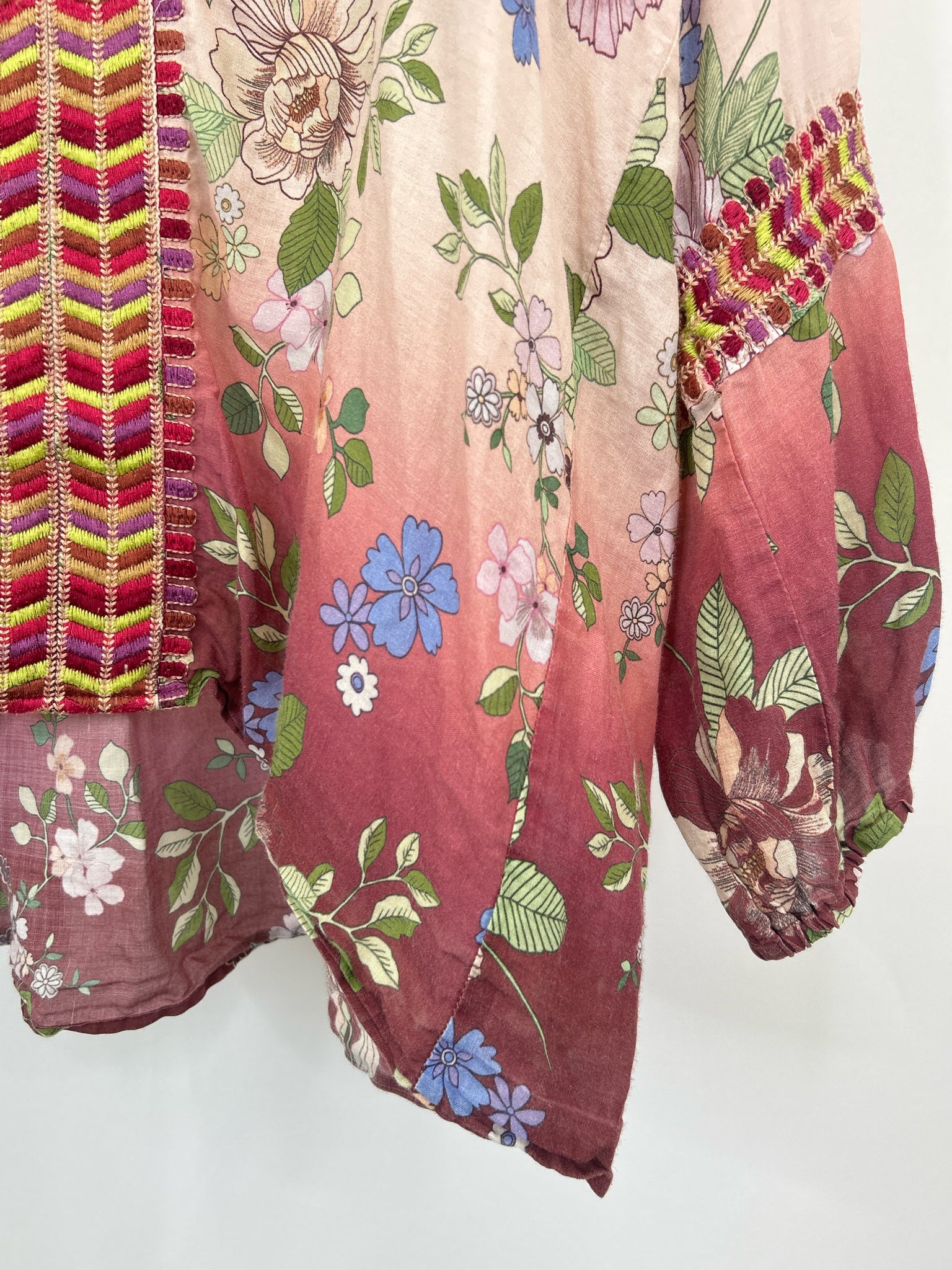 JOHNNY WAS Size XL Pink Print Women Top