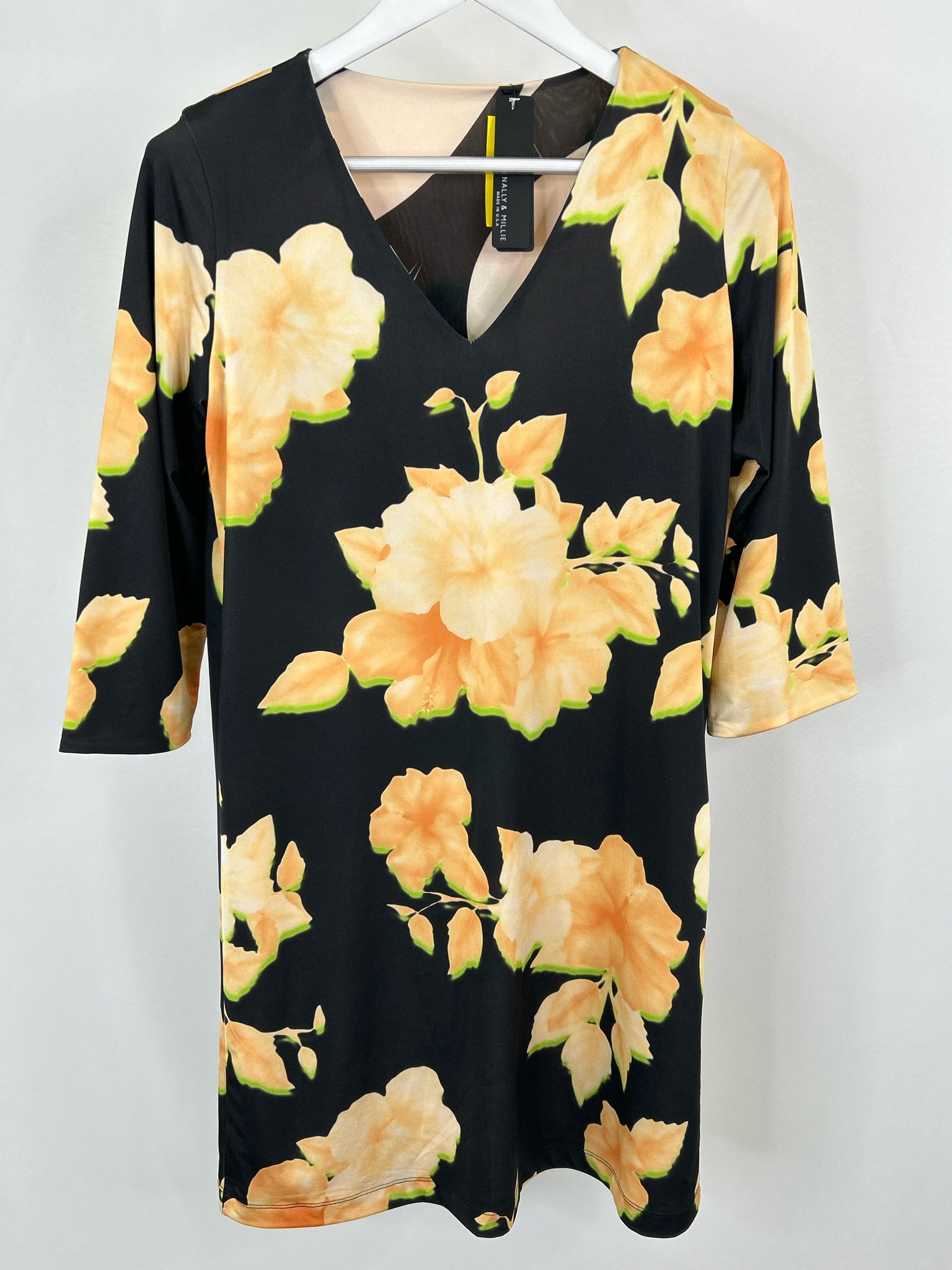 NALLY & MILLIE Size S/M Black and Peach Women Dress