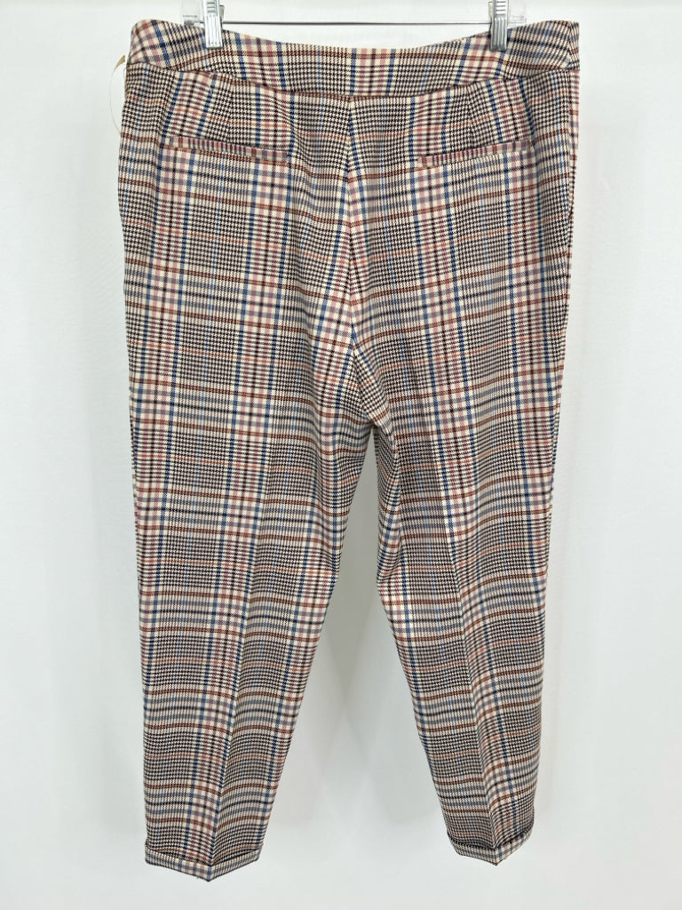 ANTHROPOLOGIE Women Size 14 Tan Plaid Pants