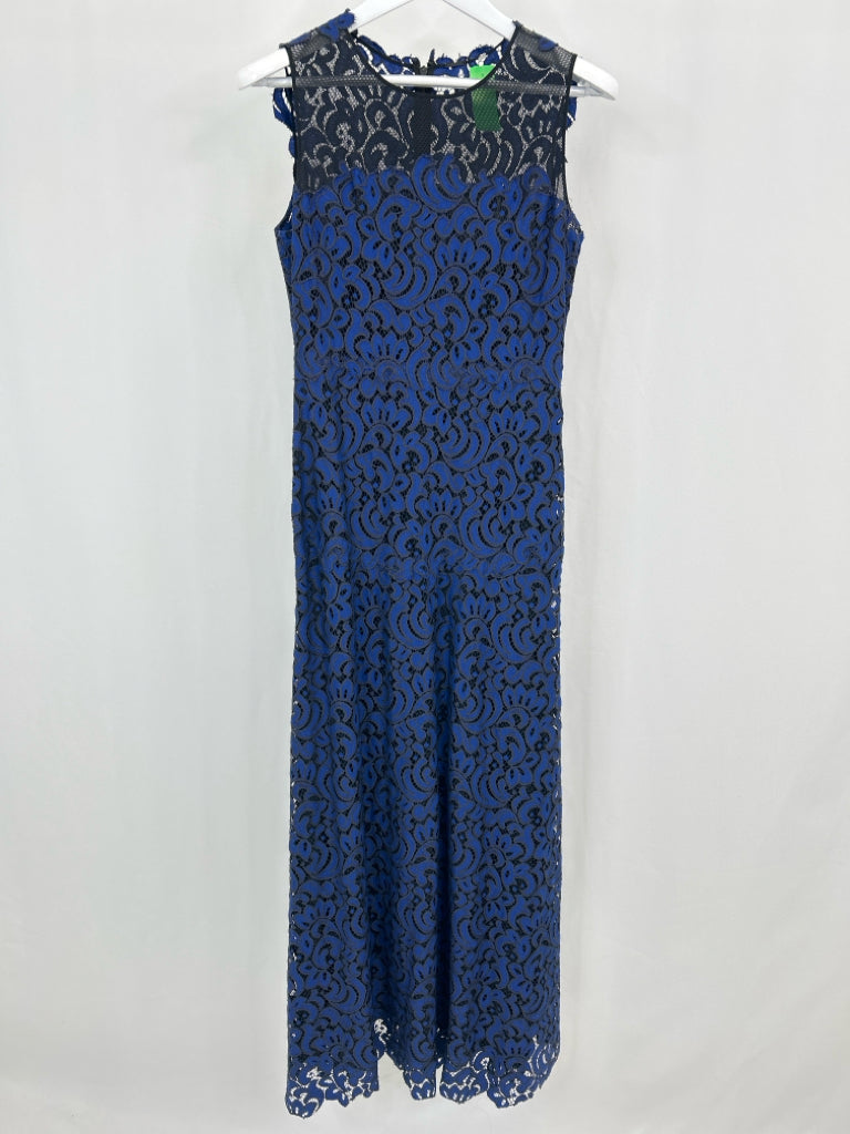 ELIE TAHARI Women Size 6 Blue & Black Dress