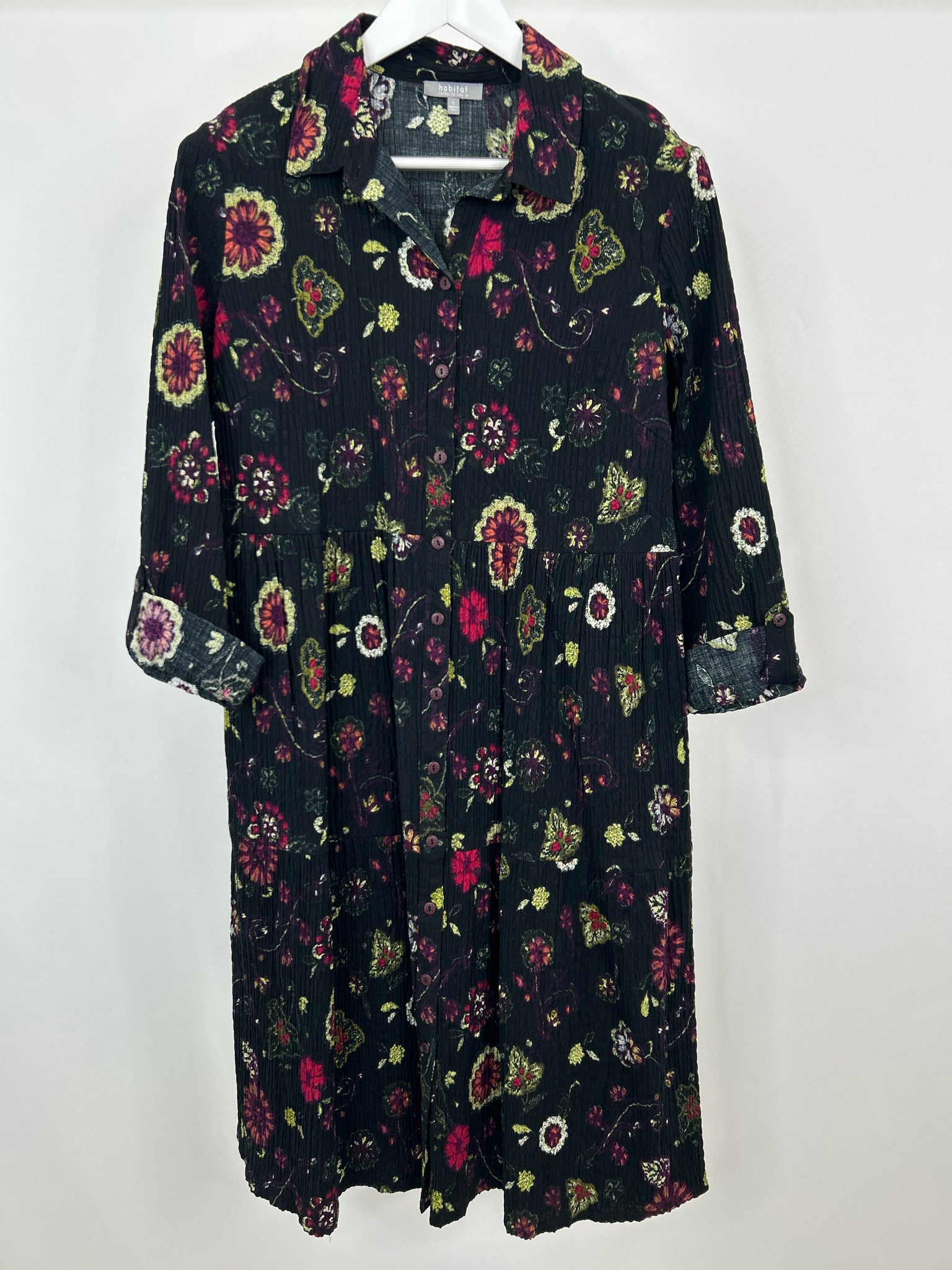 HABITAT Size S Black Floral Women Dress