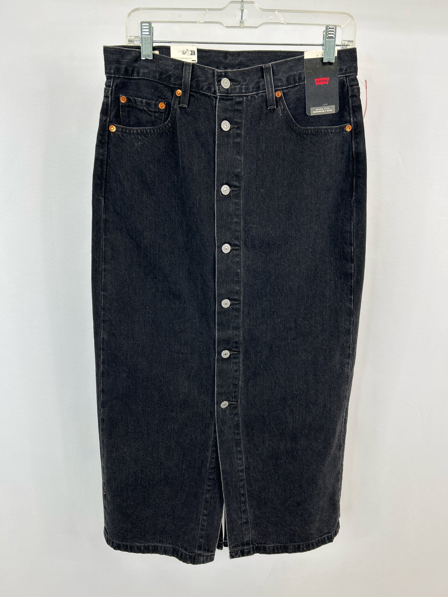 LEVIS Size 28/6 BLACK DENIM Women Skirt