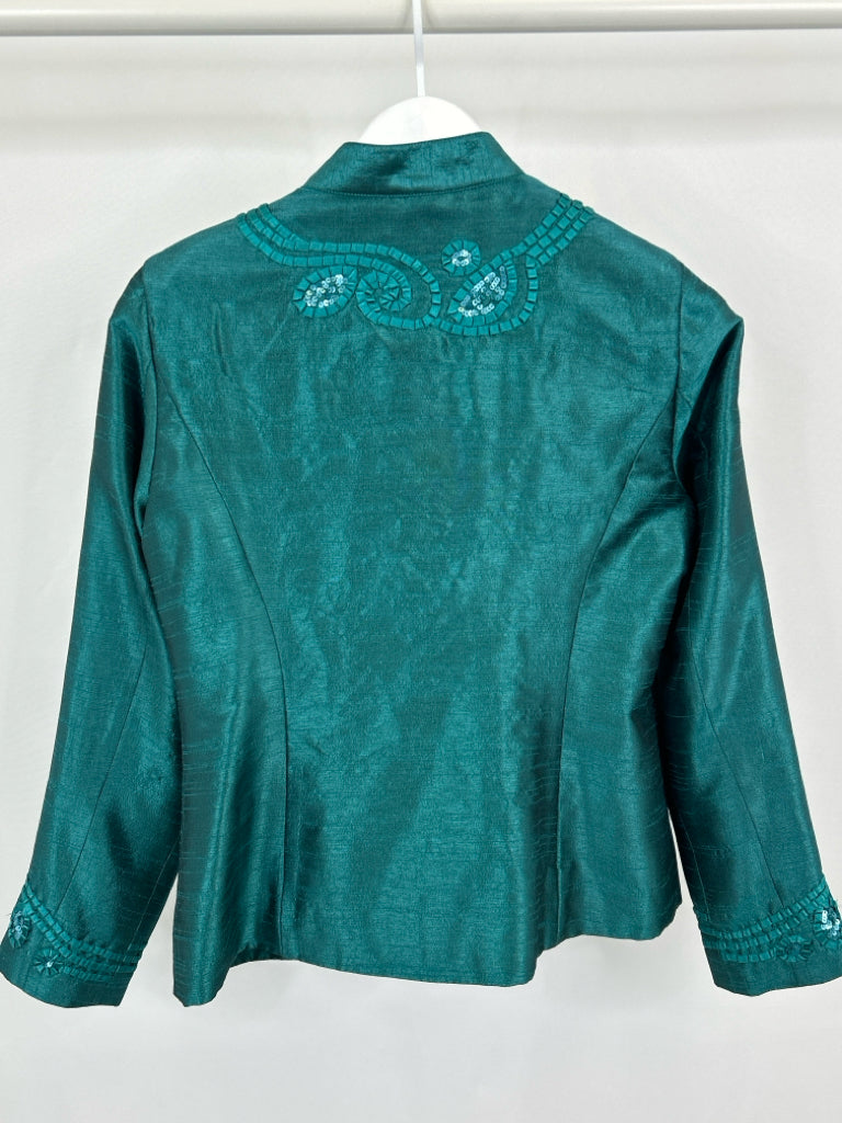 CHICO'S Women Size 4 Teal Green Jacket