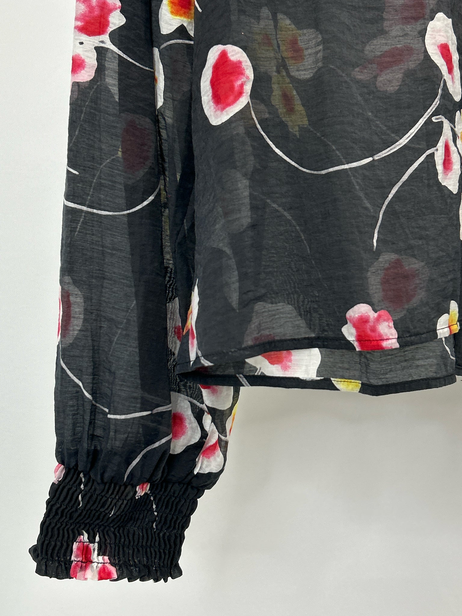 CABI Size L Black Floral Women Blouse