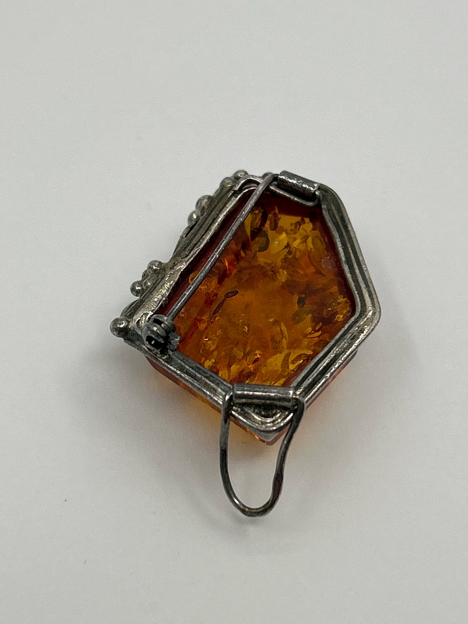 Unbranded Baltic Amber Sterling Silver Pendant Brooch