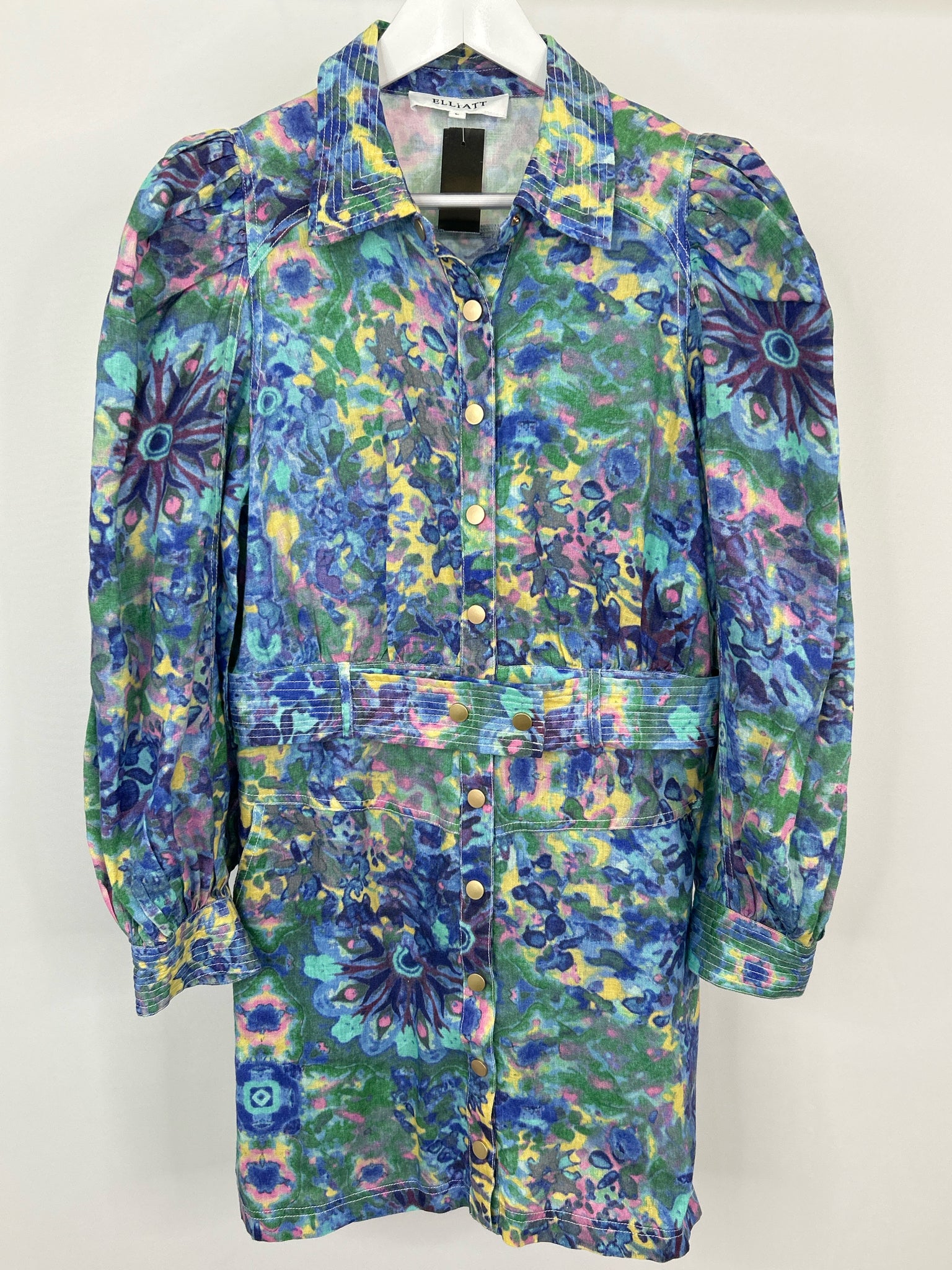 Elliatt Size L BLUE AND YELLOW Women Dress
