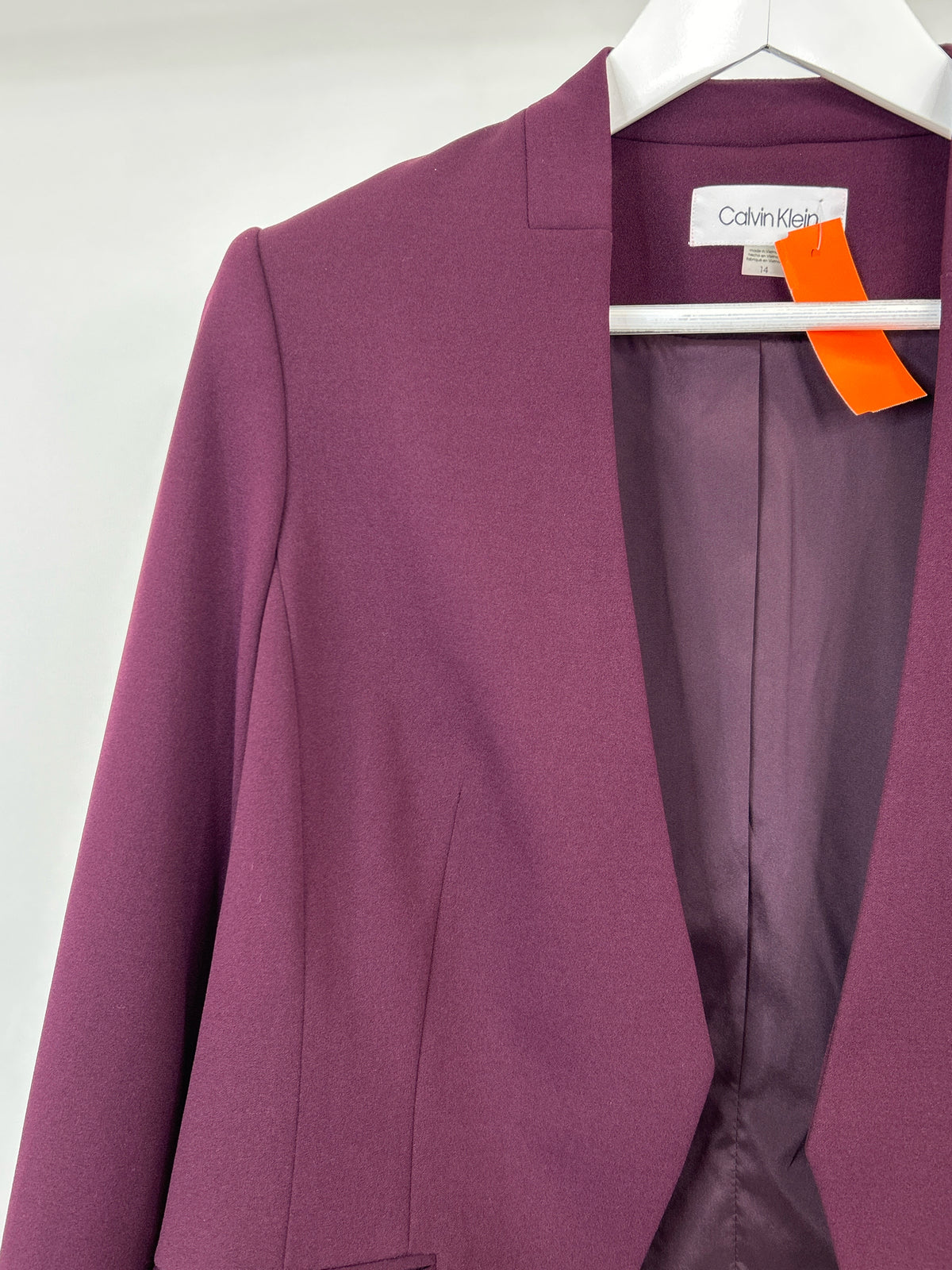CALVIN KLEIN Size 14 Plum Women Blazer