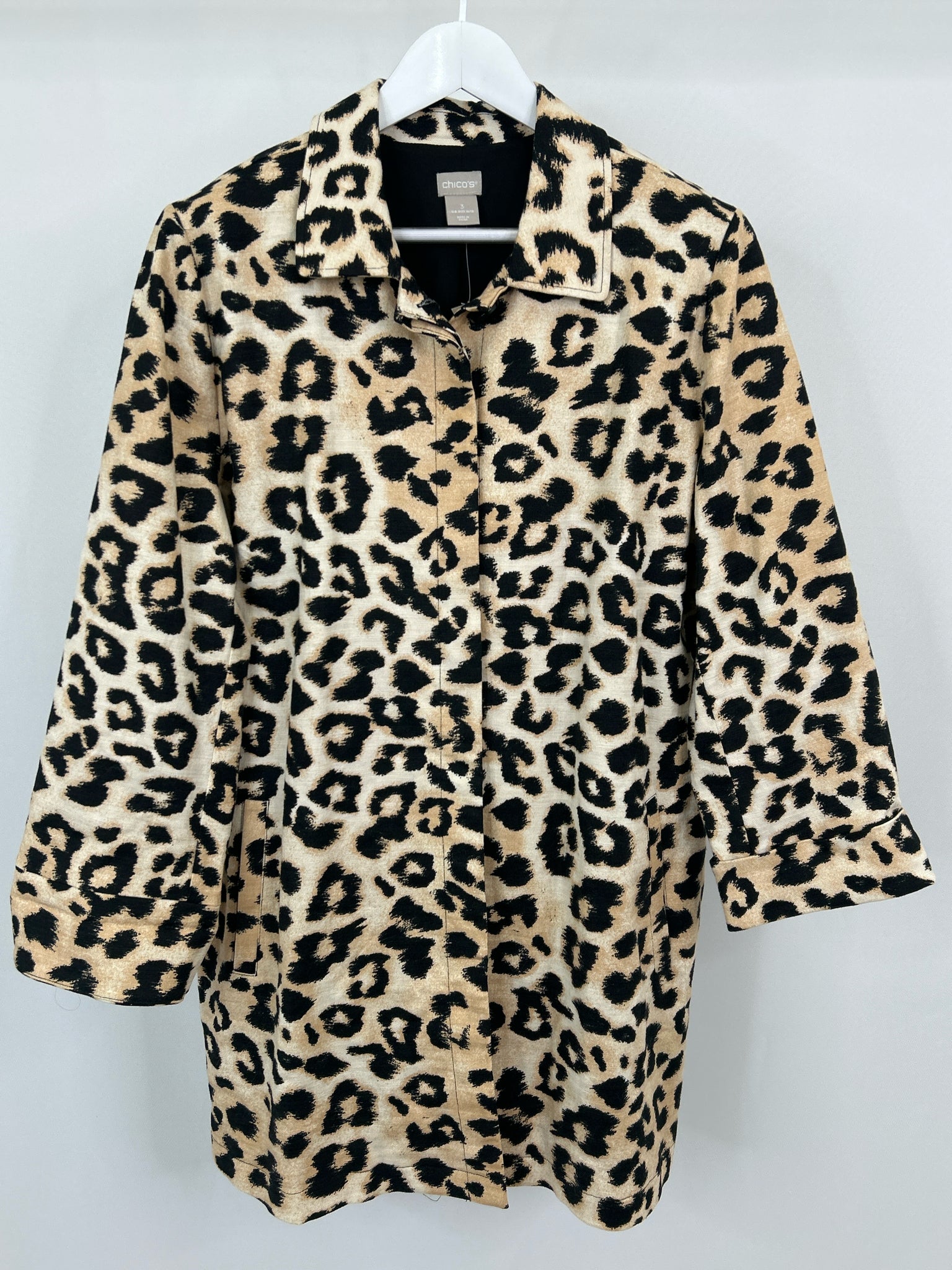 CHICO'S Size 16/18 BEIGE AND BLACK Women Jacket