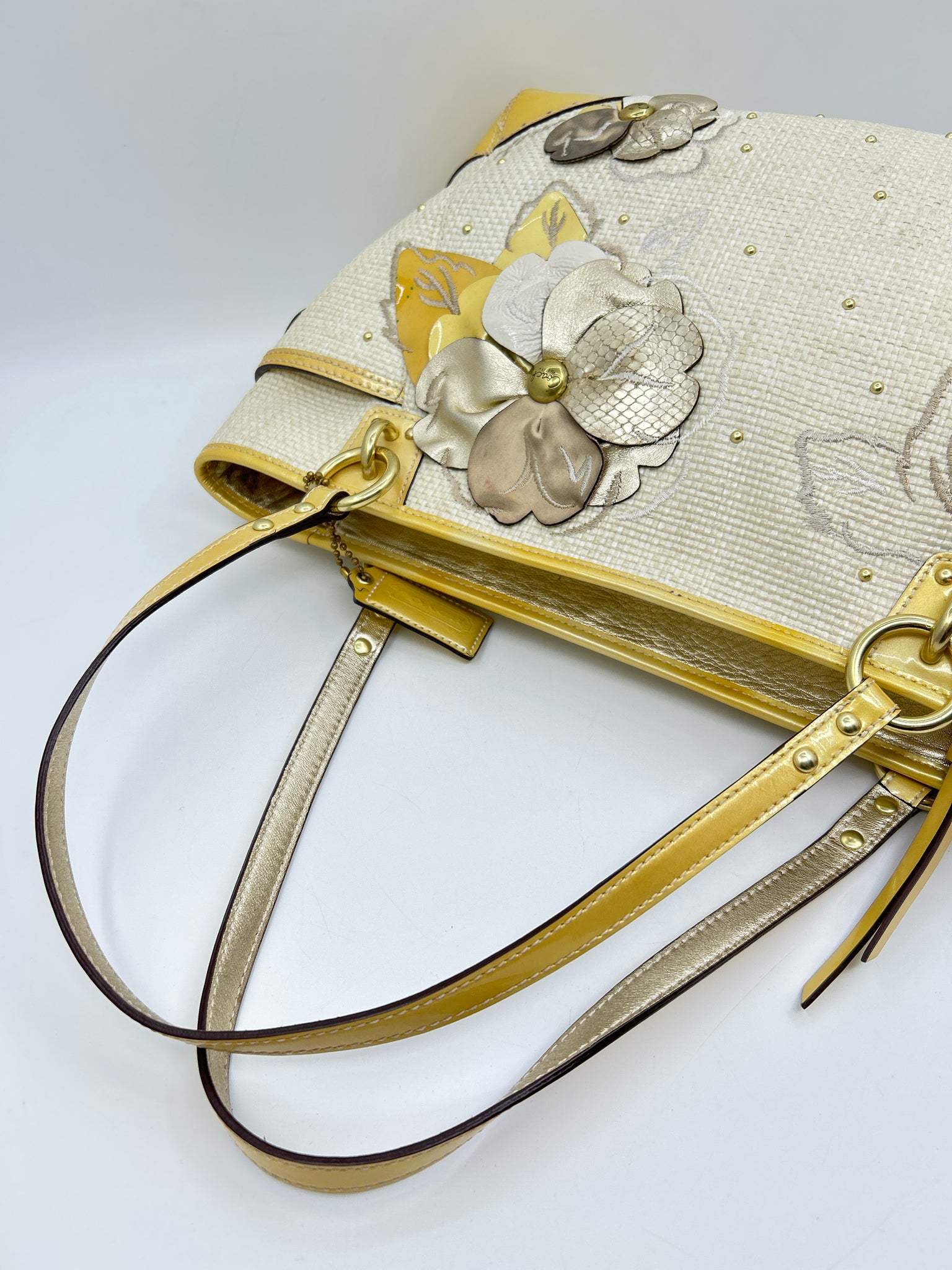 Coach CREAM AND YELLOW Women Tote