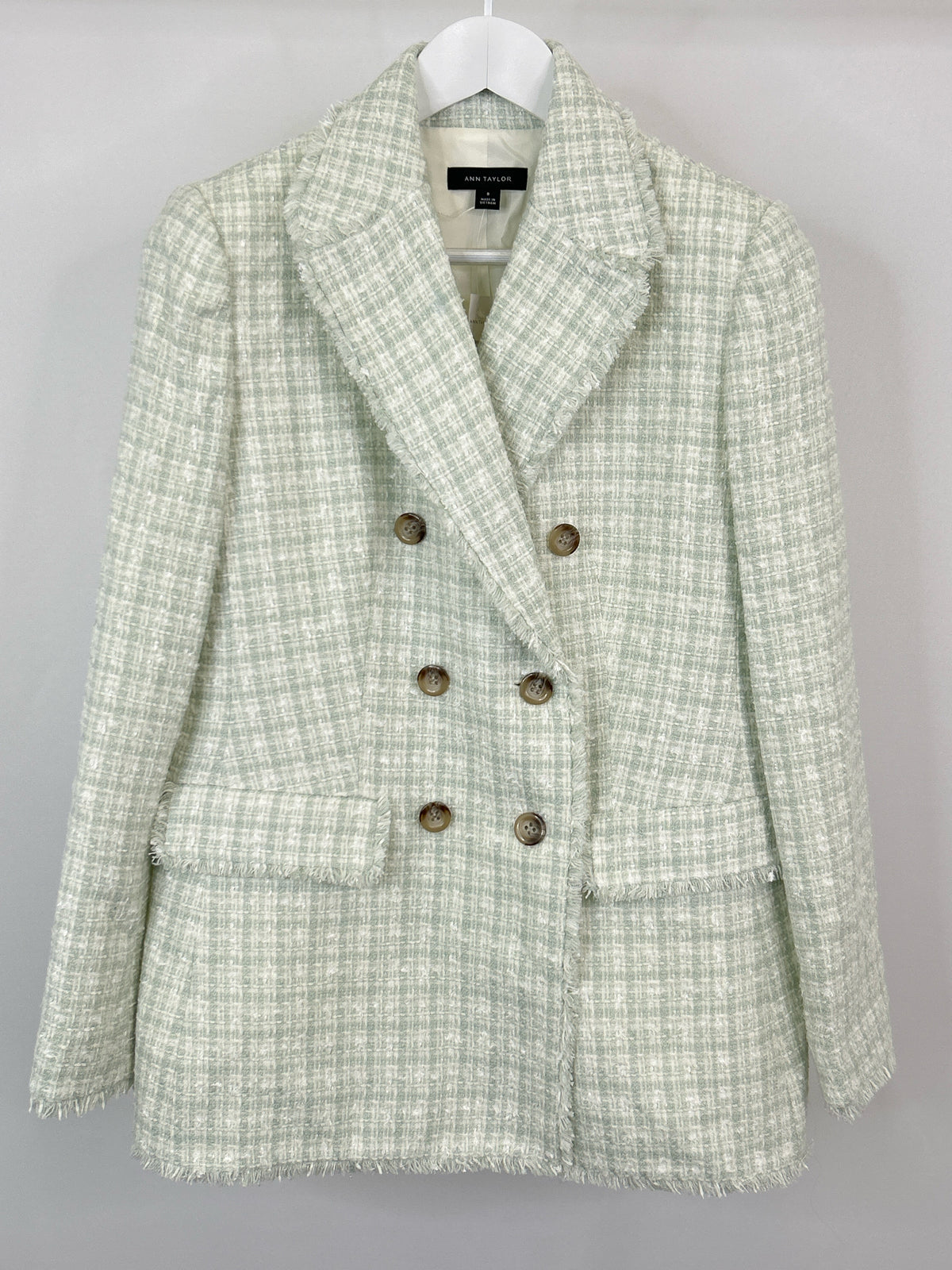 ANN TAYLOR Size 8 MINT AND WHITE Women Blazer