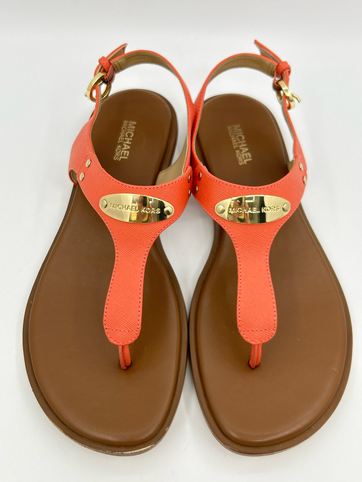 MICHAEL MICHAEL KORS Size 8M Coral & Brown Women Sandal