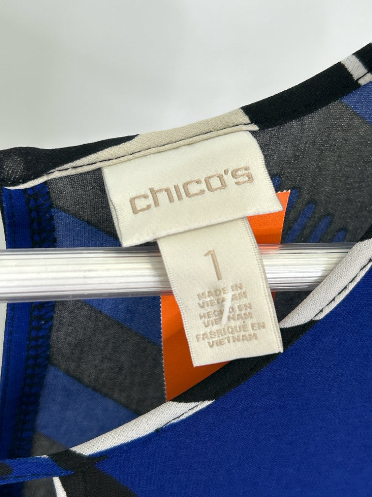 CHICO'S Size 8 blue and black Women's Dress
