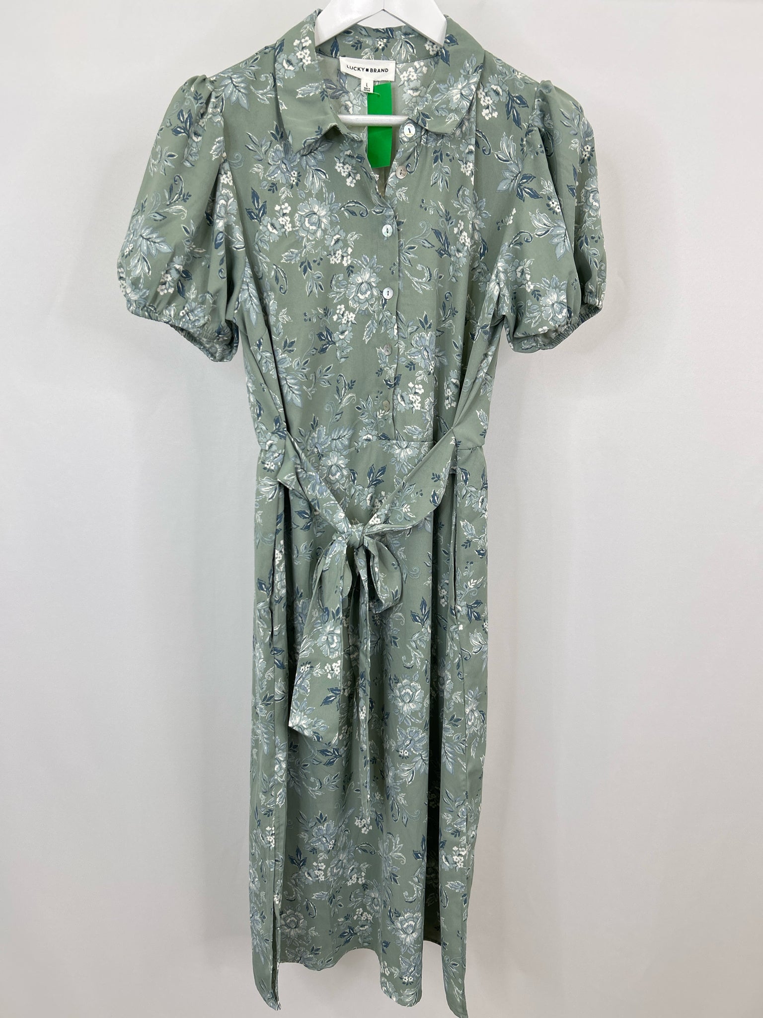 LUCKY BRAND Size L SAGE FLORAL Women Dress
