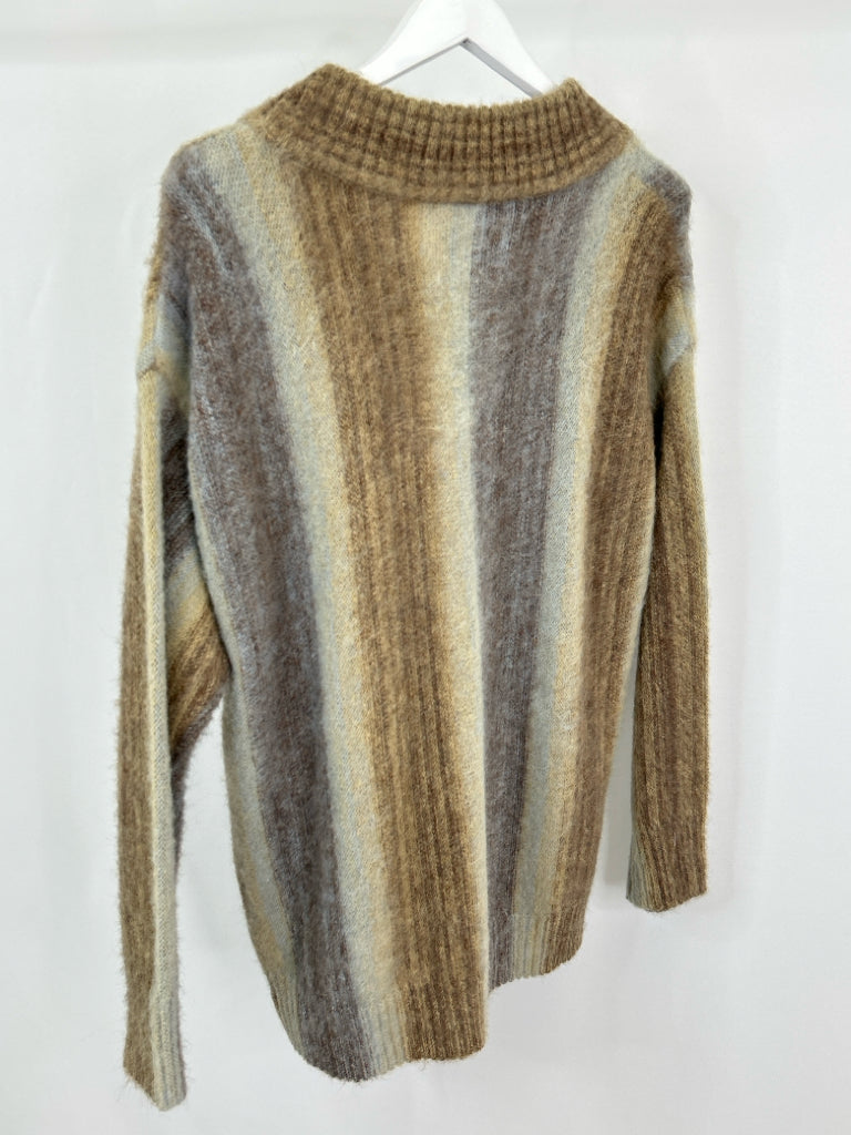 ETHYL Women Size M Brown Stripes Sweater