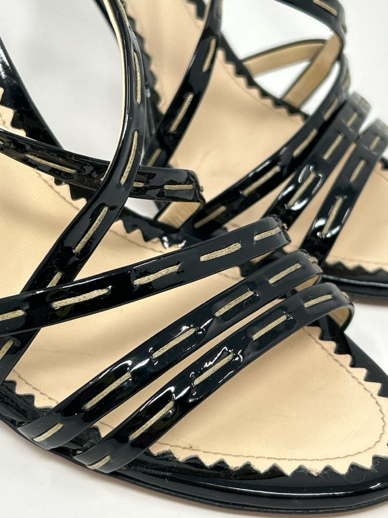 PRADA Size 39 Black Patent Women Sandal