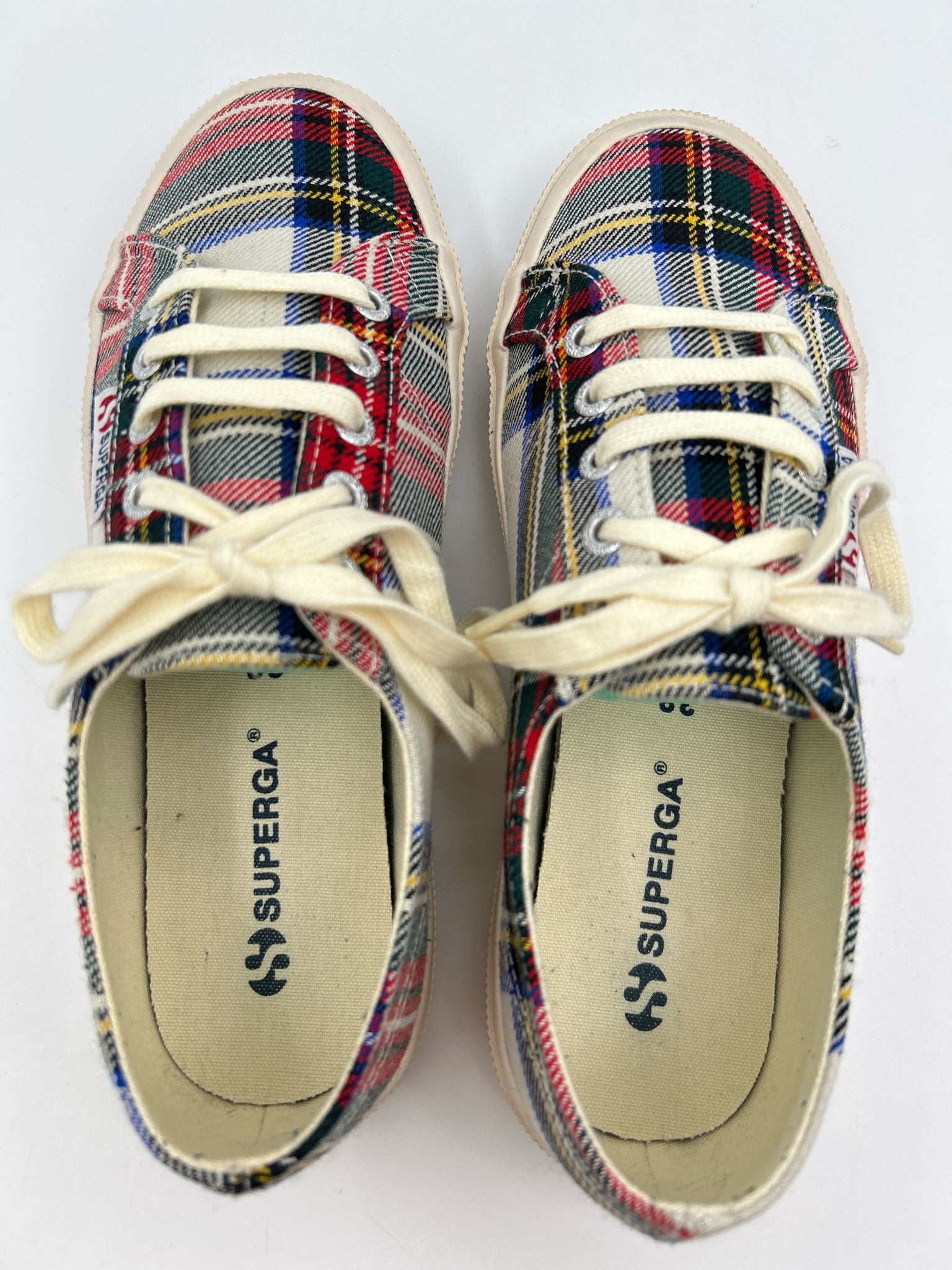 SUPERGA Size 7.5 Red Plaid Women Sneakers