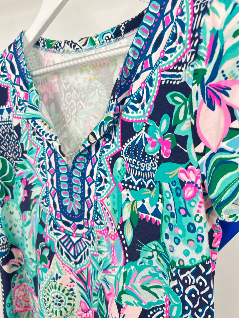 LILLY PULITZER Size M Blue Print Women's Top
