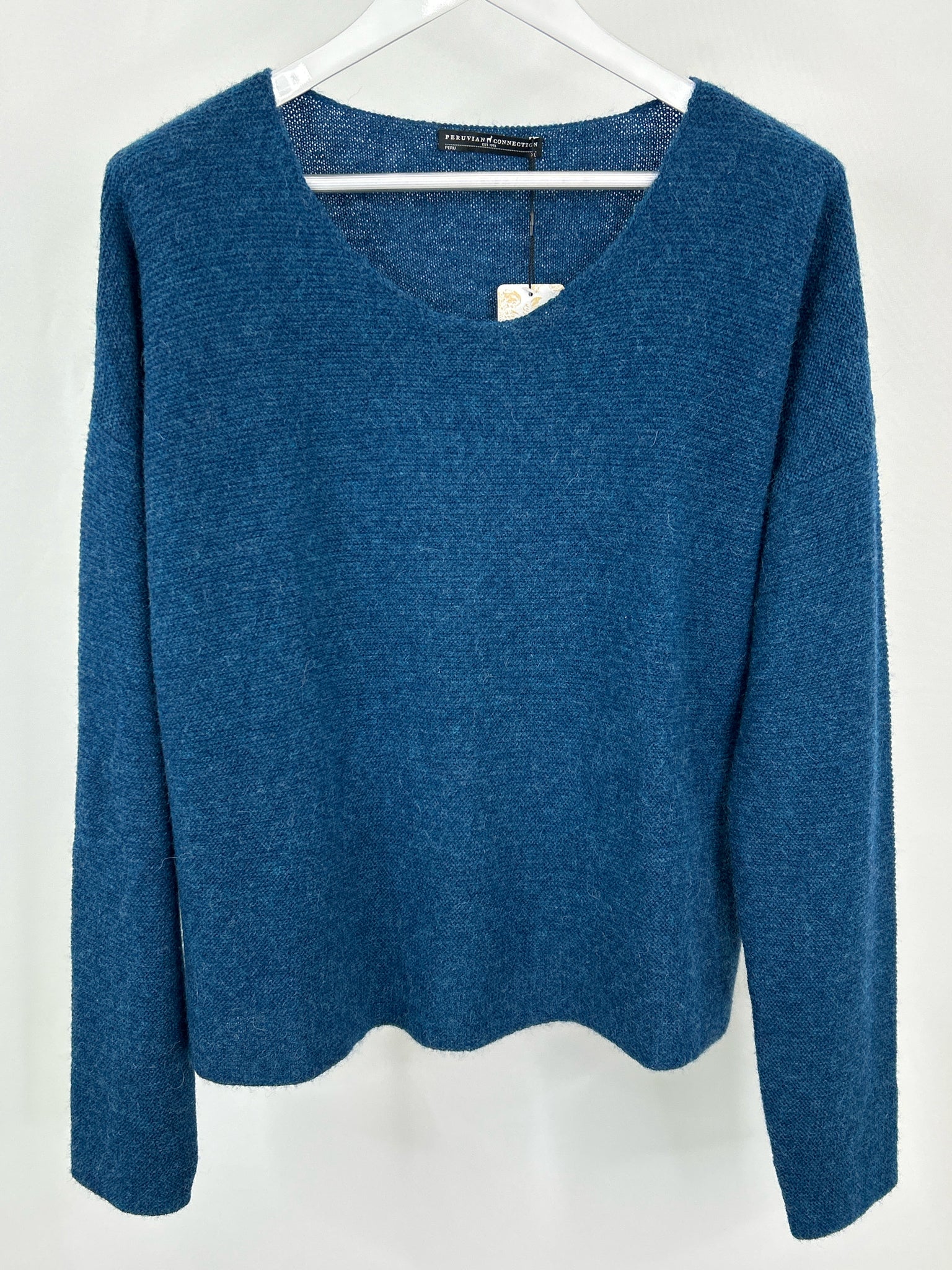 PERUVIAN CONNECTION Size XL Blue Women Sweater NWT