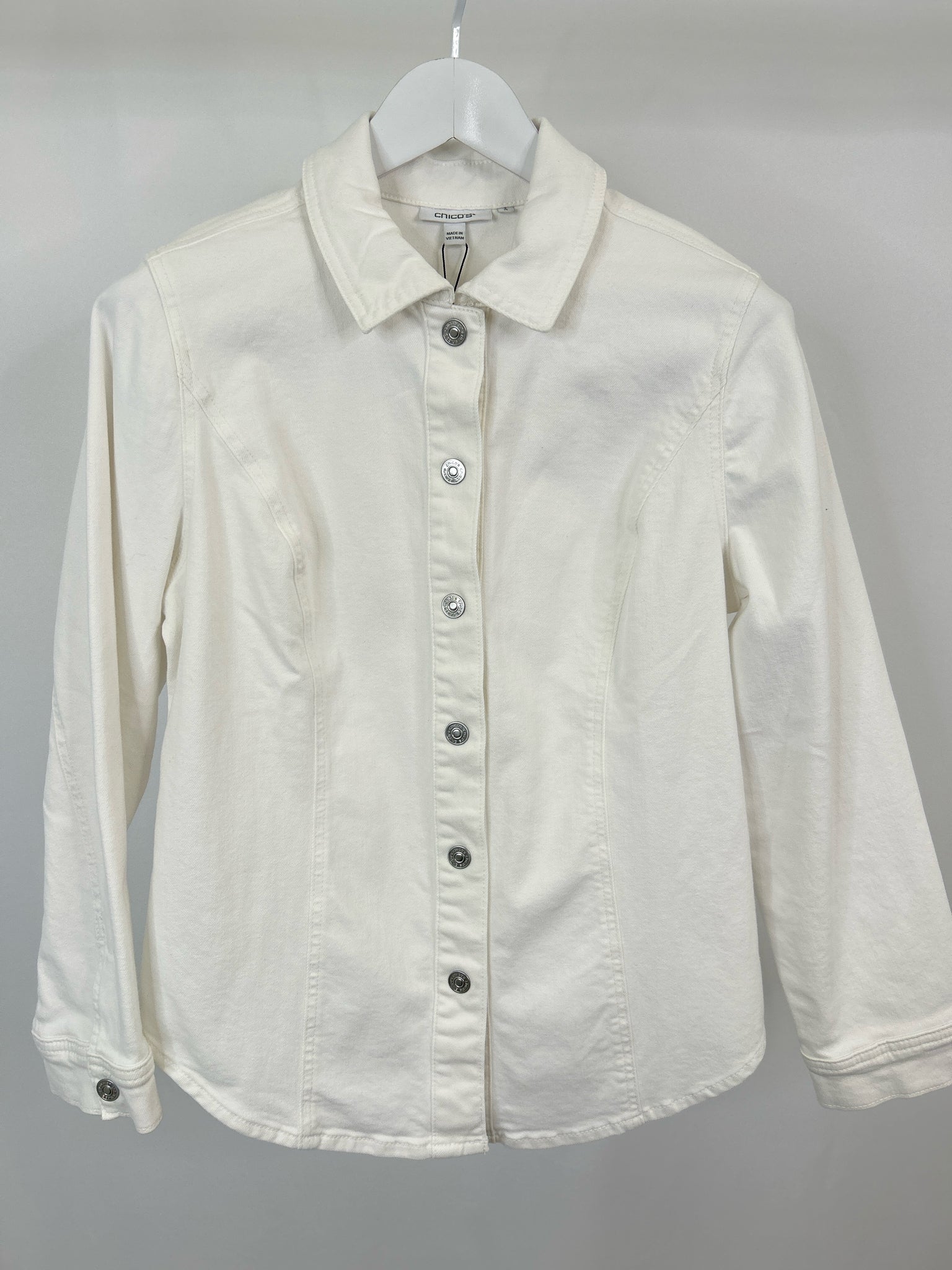 CHICO'S Size M white denim Women Jacket
