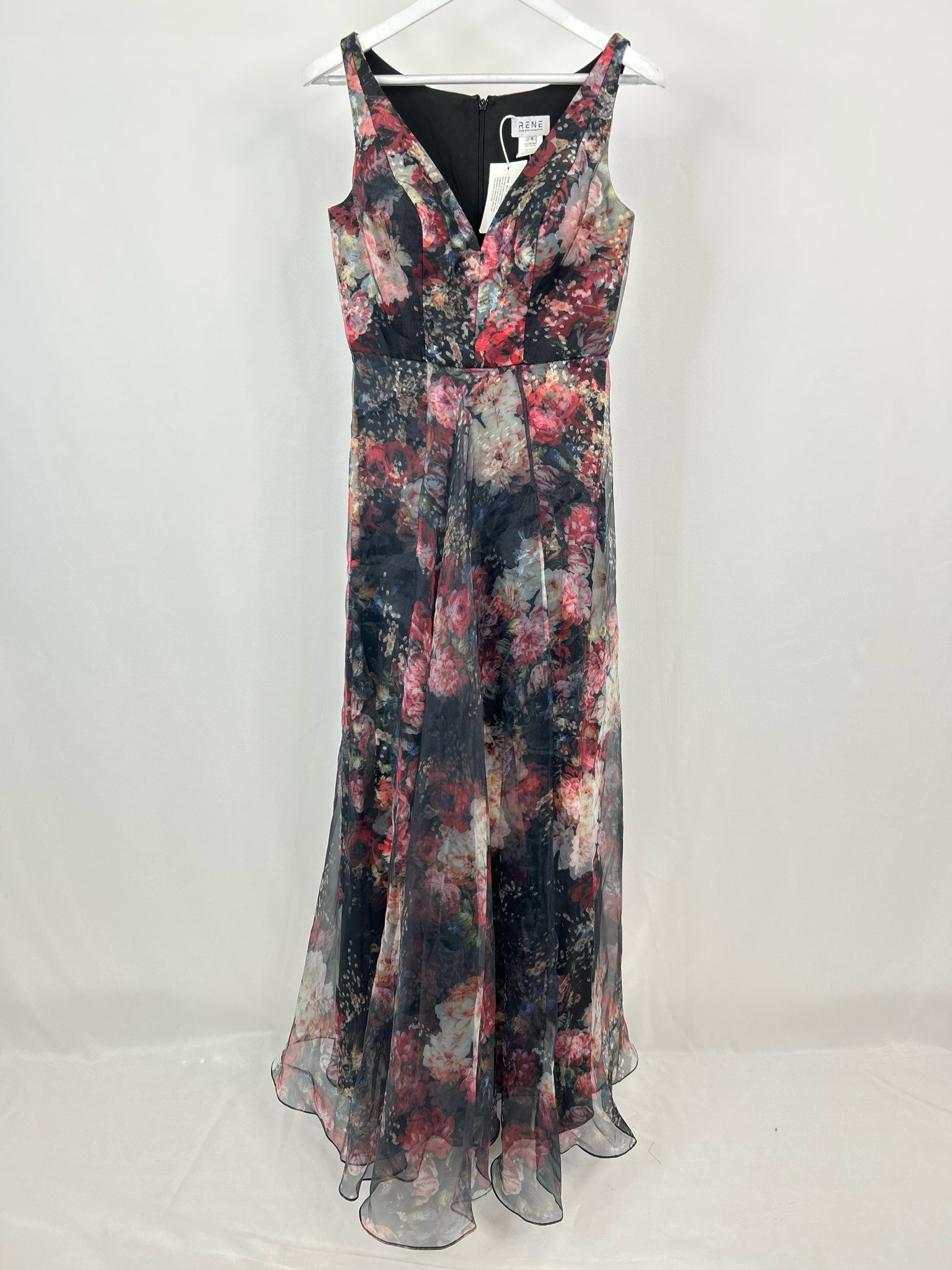 Rene Ruiz Size 6 Black Floral Women's Dress