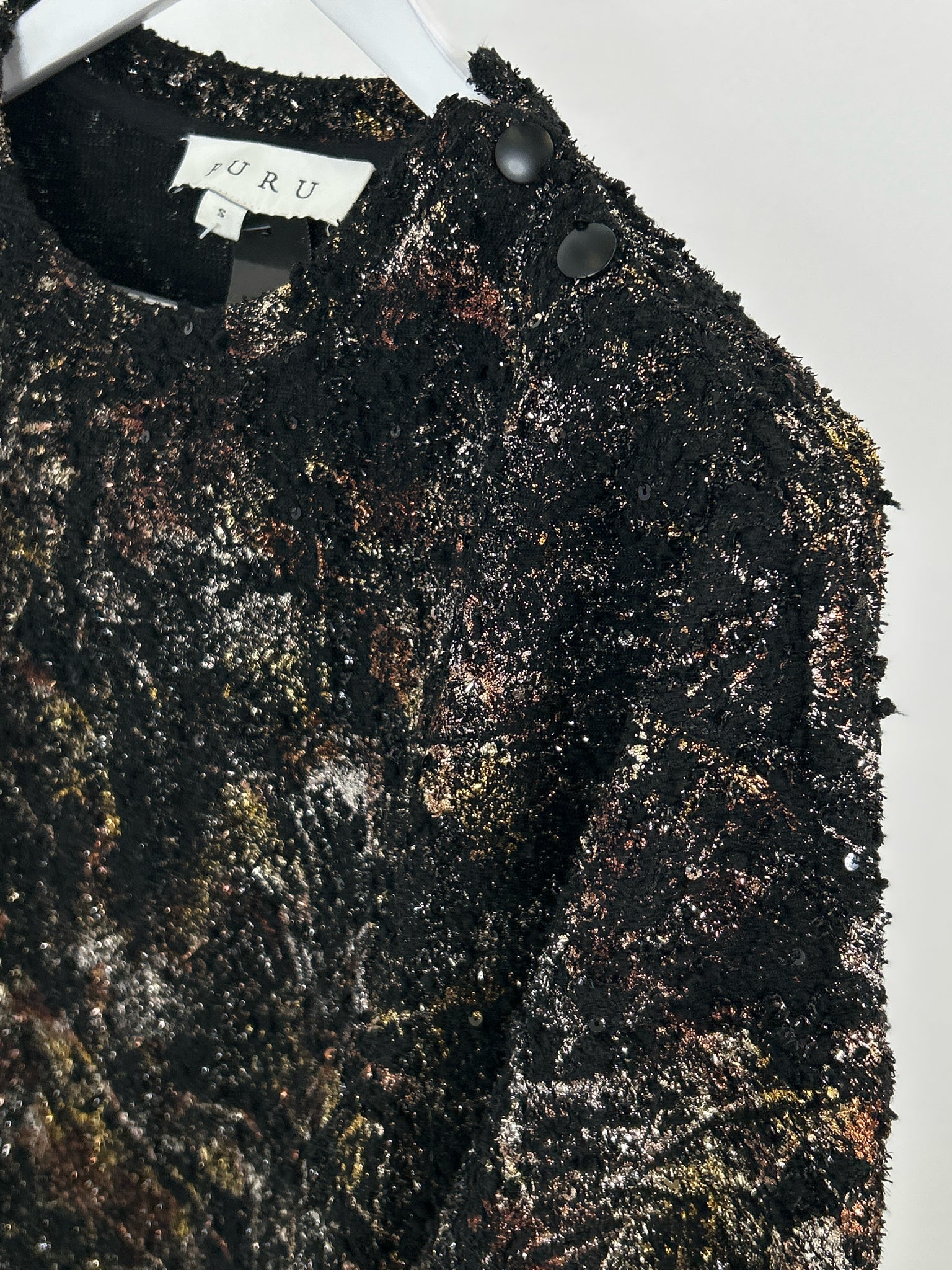 BURU Size S Black Metallic Women Top