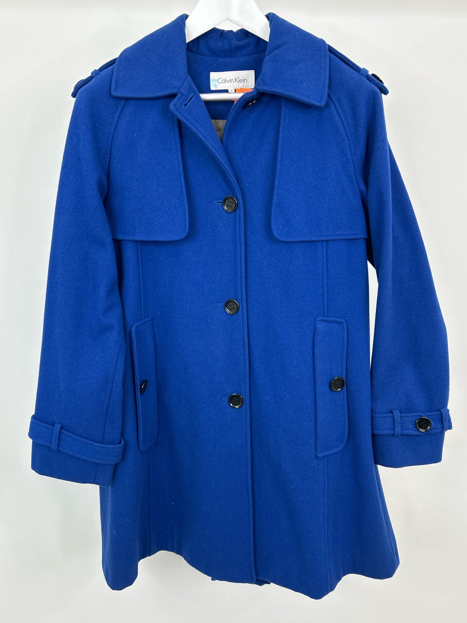 CALVIN KLEIN Size 6 Royal Blue Women Coat